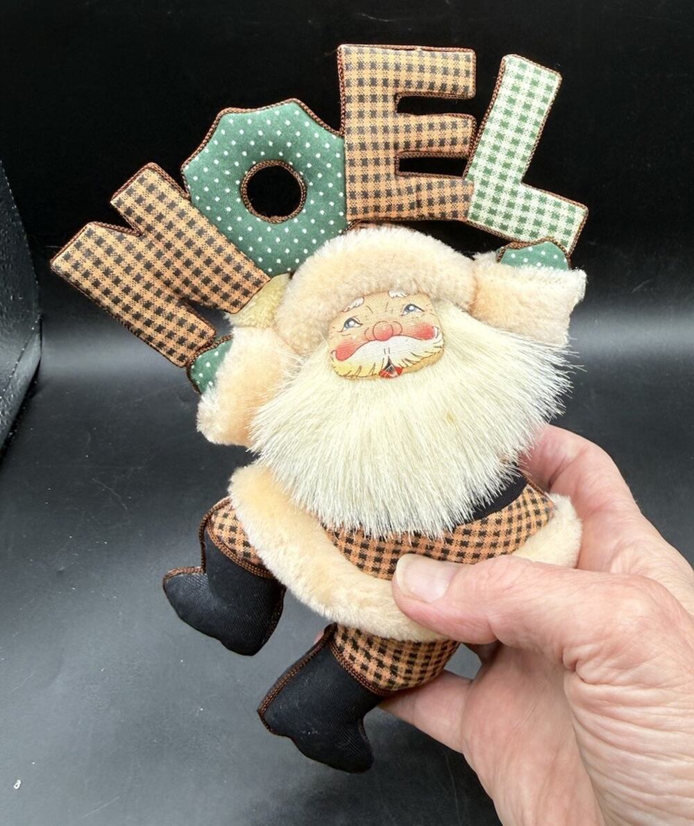 Vintage Sterling Plush Santa Noel Joy 1990s 7" Christmas Ornament -C36